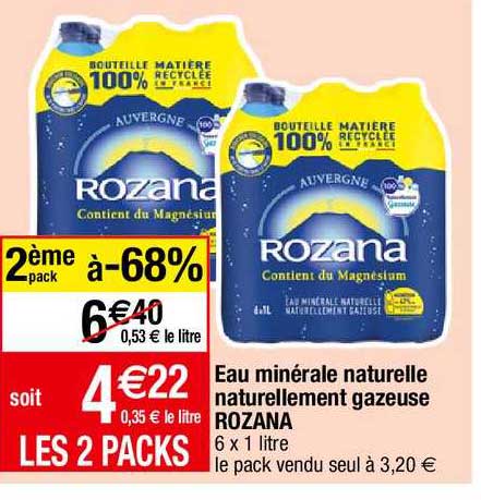eau minérale naturelle naturellement gazeuse rozana