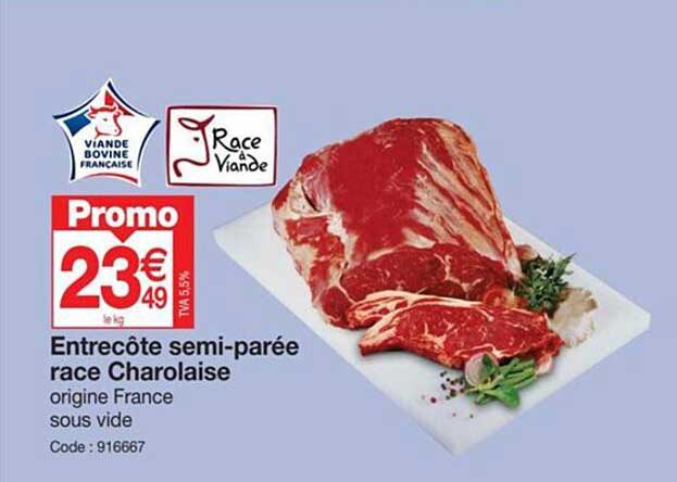 entrecôte semi-parée race charolaise
