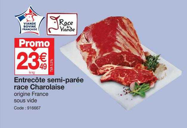entrecôte semi-parée race charolaise