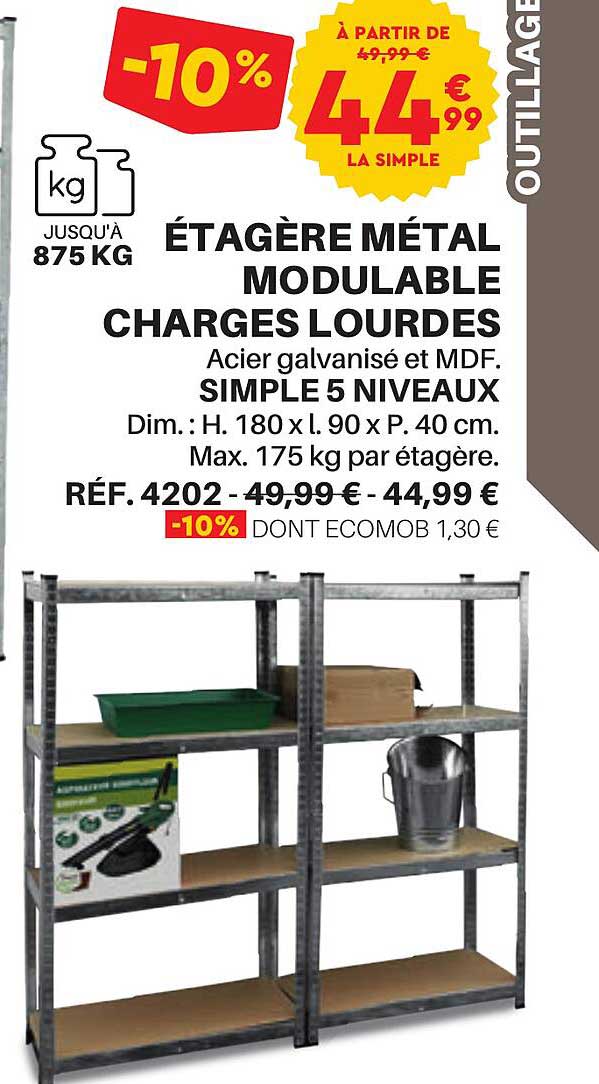 étagère Métal Modulable Charges Lourdes