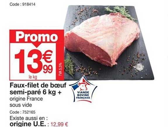 faux-filet de bœuf semi-paré 6 kg +