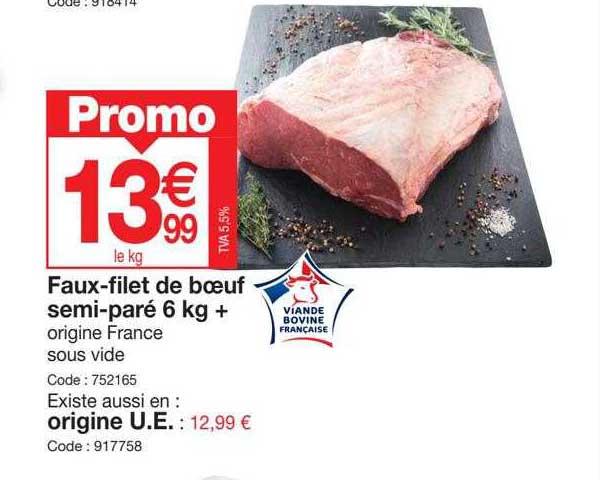 faux-filet de bœuf semi-paré