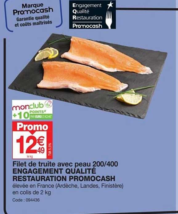 filet de truite avec peau 200/400 engagement qualité restauration promocash
