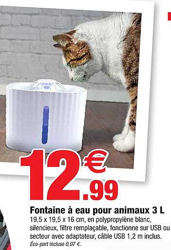 Fontaine à Eau Pour Animaux 3 L
