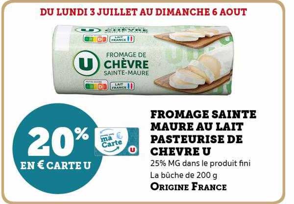 fromage sainte maure au lait pasteurise de chèvre u