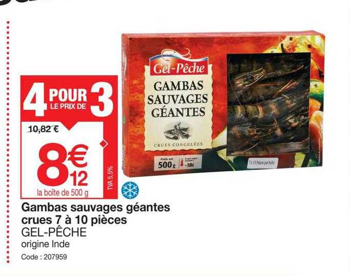 gambas sauvages géantes crues 7 à 10 pièces gel-pêche