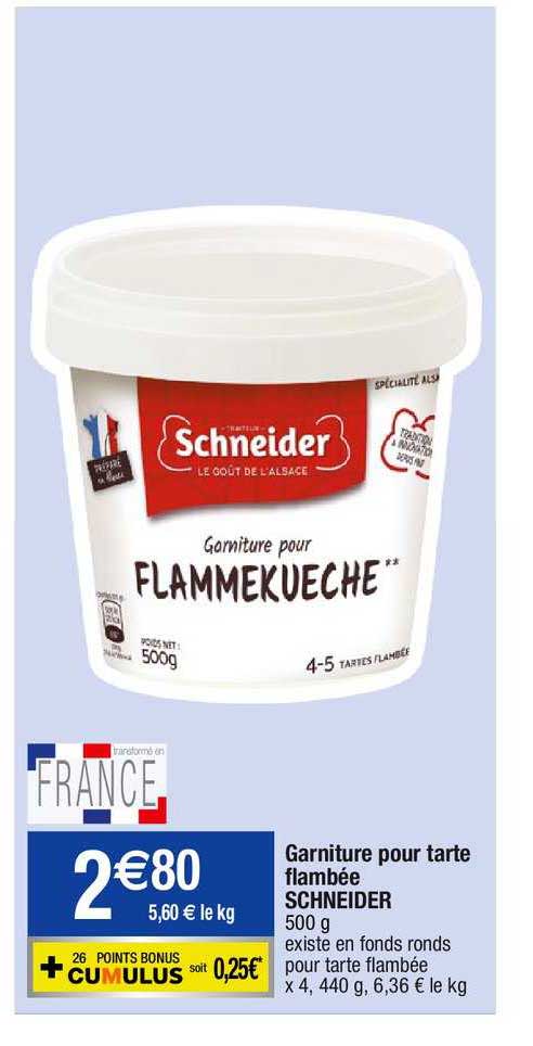 garniture pour tarte flambée schneider