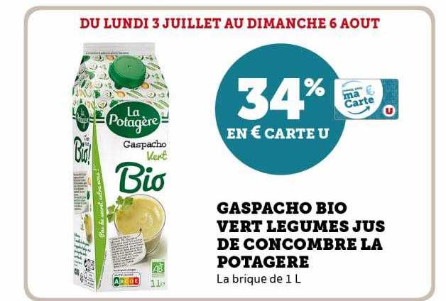 Gaspacho Bio Vert Légumes Jus De Concombre La Potagère