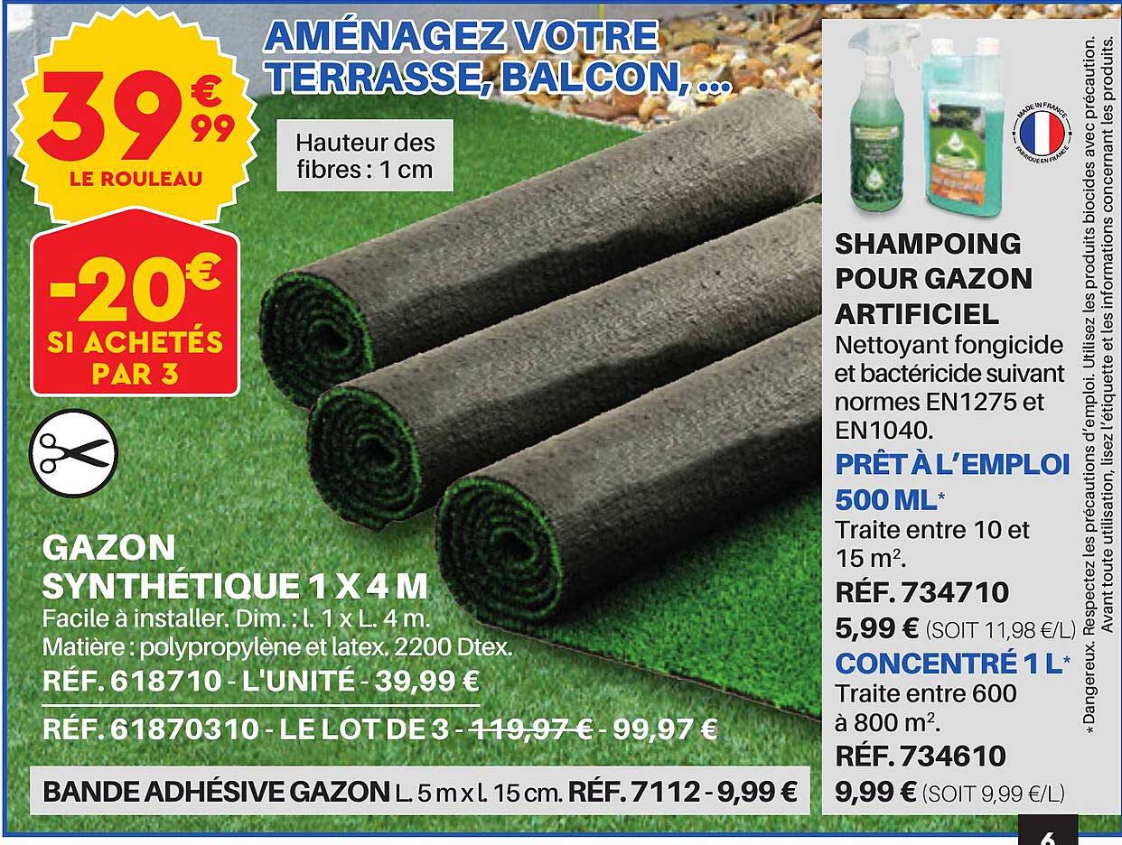 Gazon Synthétique 1 X 4m, Shampoing Pour Gazon Artificiel