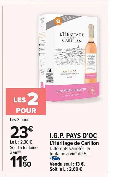 i.g.p. pays d'oc l'héritage de carillon