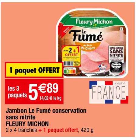 jambon le fumé conservation sans nitrite fleury michon