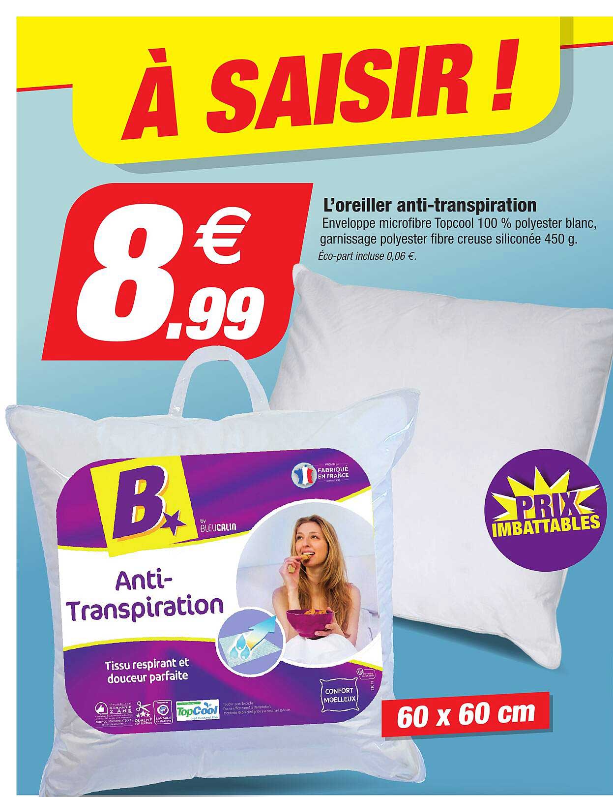 l'oreiller anti-transpiration