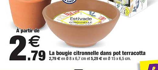 la bougie citronnelle dans pot terracotta