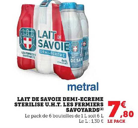 lait de savoie demi-écrémé stérilisé u.h.t. les fermiers savoyards