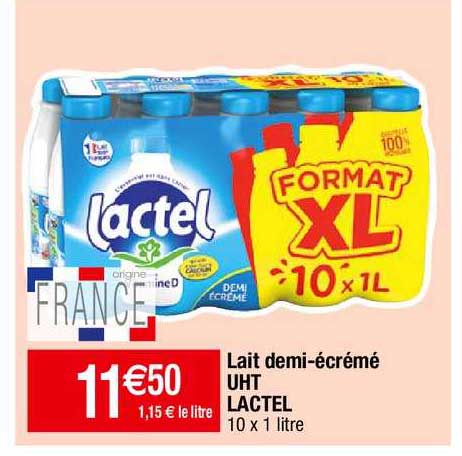 lait demi-écrémé uht lactel