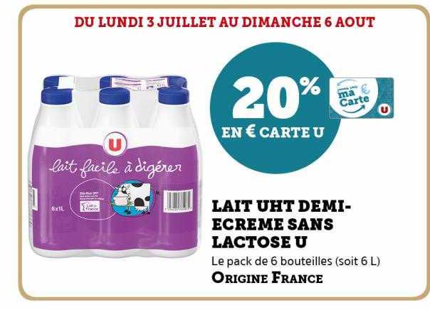 lait uht demi-écrémé sans lactose u