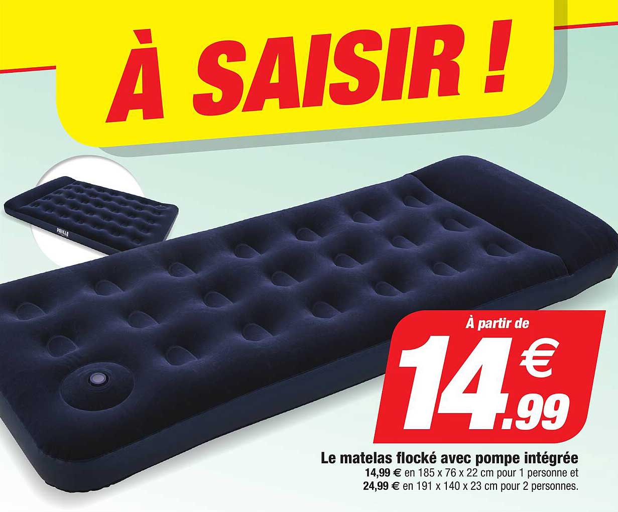 le matelas flocké avec pompe intégrée