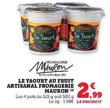 le yaourt au fruit artisanal fromagerie mauron