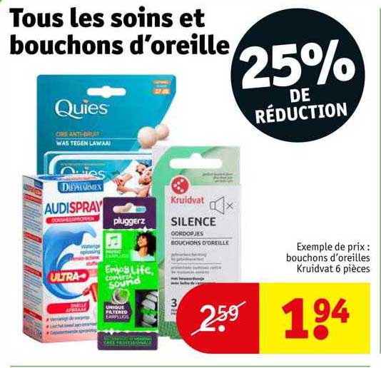 les soins et bouchons d'oreille