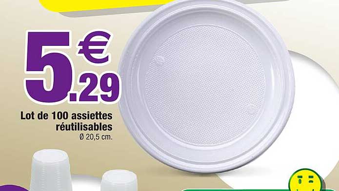 Lot De 100 Assiettes Réutilisables