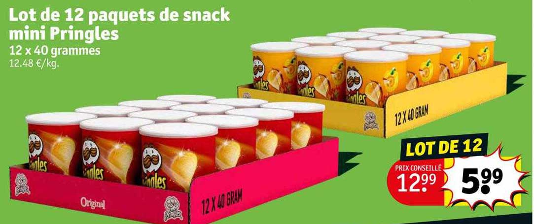 lot de 12 paquets de snack mini pringles