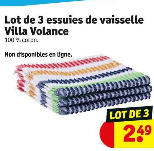 lot de 3 essuies de vaisselle villa volance