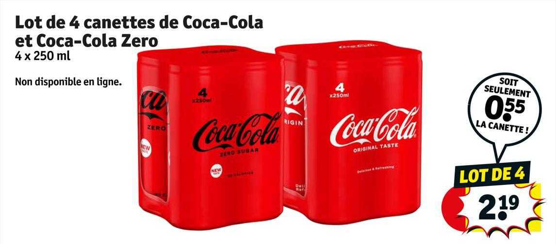 lot de 4 canettes de coca-Cola et coca-Cola zero