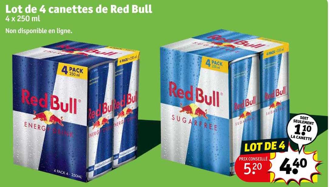 lot de 4 canettes de red bull