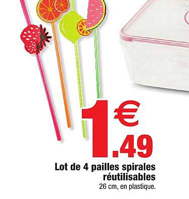 Lot De 4 Pailles Spirales Réutilisables