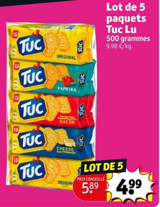 lot de 5 paquets tuc lu