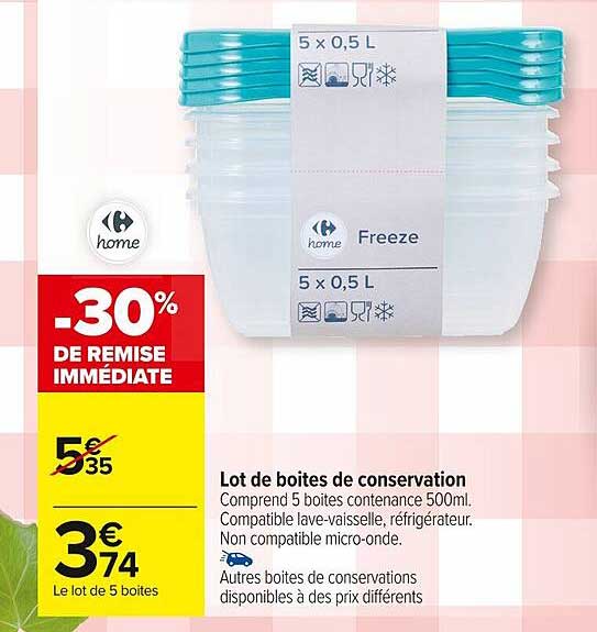 Lot De Boîtes De Conservation