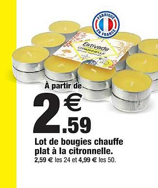lot de bougies chauffe plat à la citronnelle