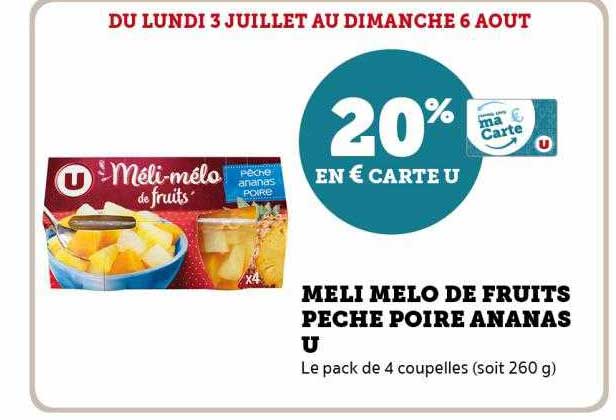 méli mélo de fruits pêche poire ananas u