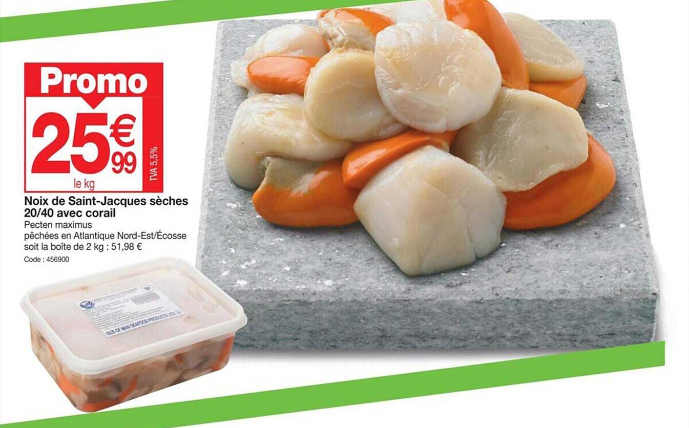 noix de saint-jacques sèches 20/40 avec corail