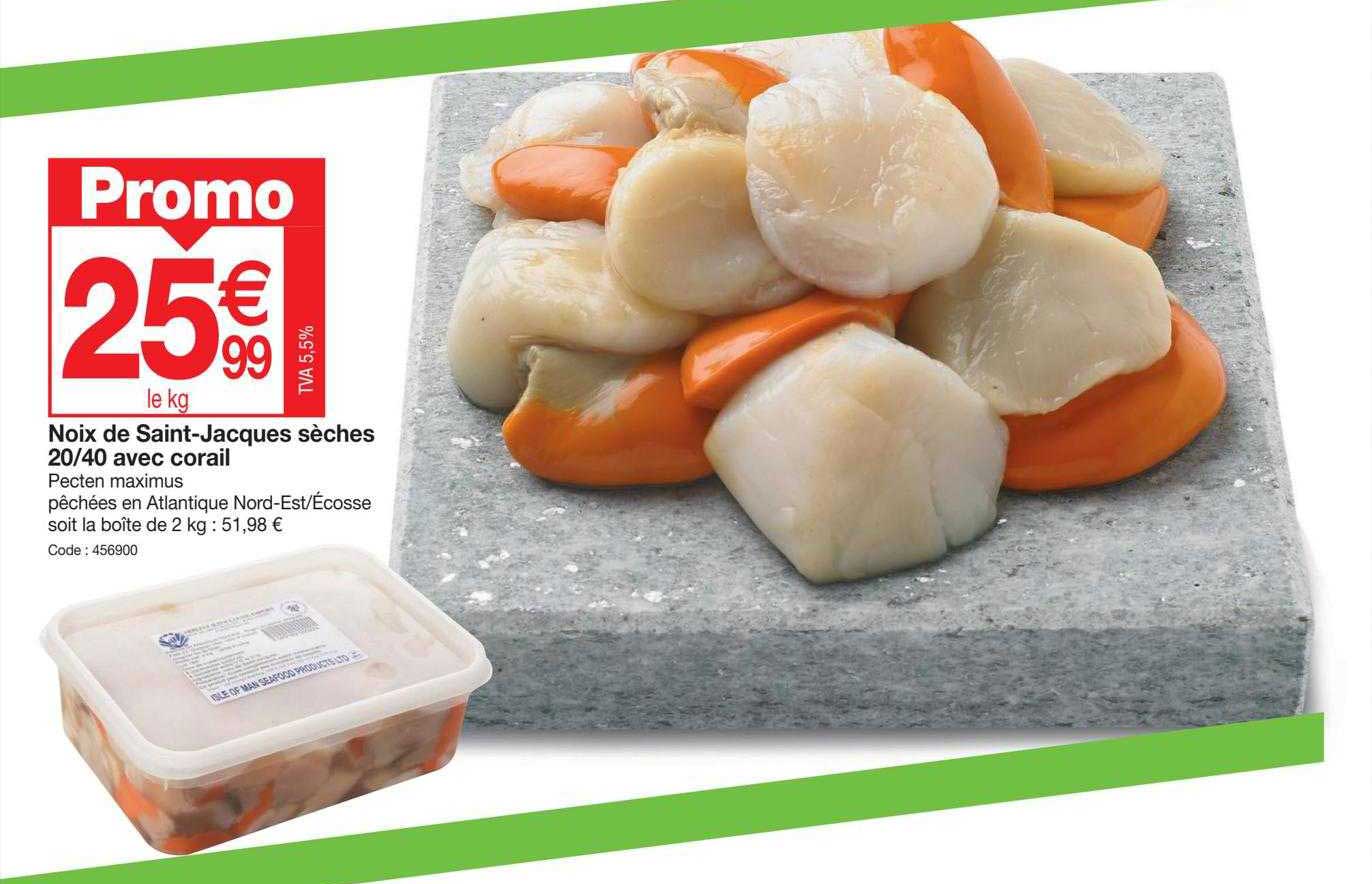 noix de saint-jacques sèches 20-40 avec corail