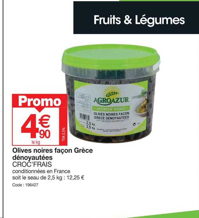 olives noires façon grèce dénoyautées croc'frais