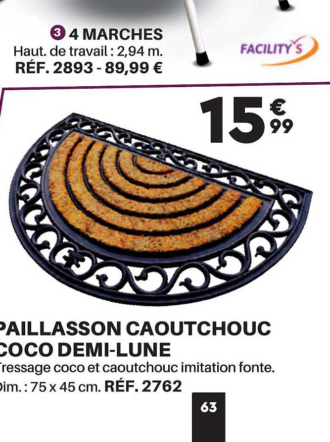 paillasson caoutchouc coco demi-lune