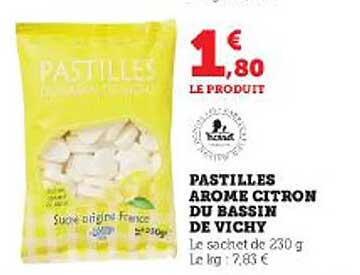 pastilles arome citron du bassin de vichy