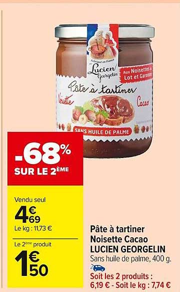 pâte à tartiner noisette cacao lucien georgelin