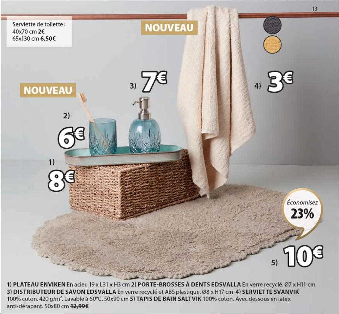 plateau enviken, porte-brosses à dents edsvalla, distributeur de savon edsvalla, serviette svanvik, tapis de bain saltvik