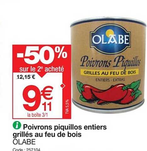 Poivrons Piquillos Entiers Grillés Au Feu De Bois Olabe