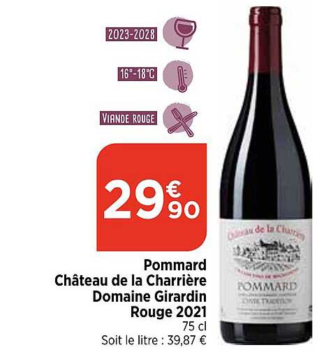pommard château de la charrière domaine girardin rouge 2021