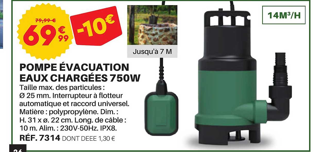 pompe évacuation eaux chargées 750w