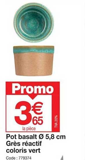 pot basalt ø 5,8 cm grès réactif coloris vert