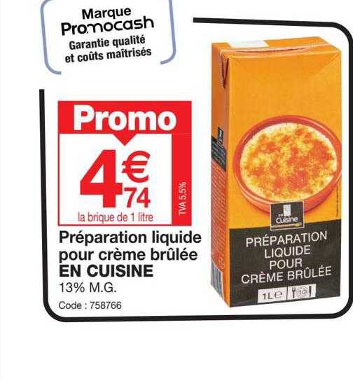 préparation liquide pour crème brûlée en cuisine