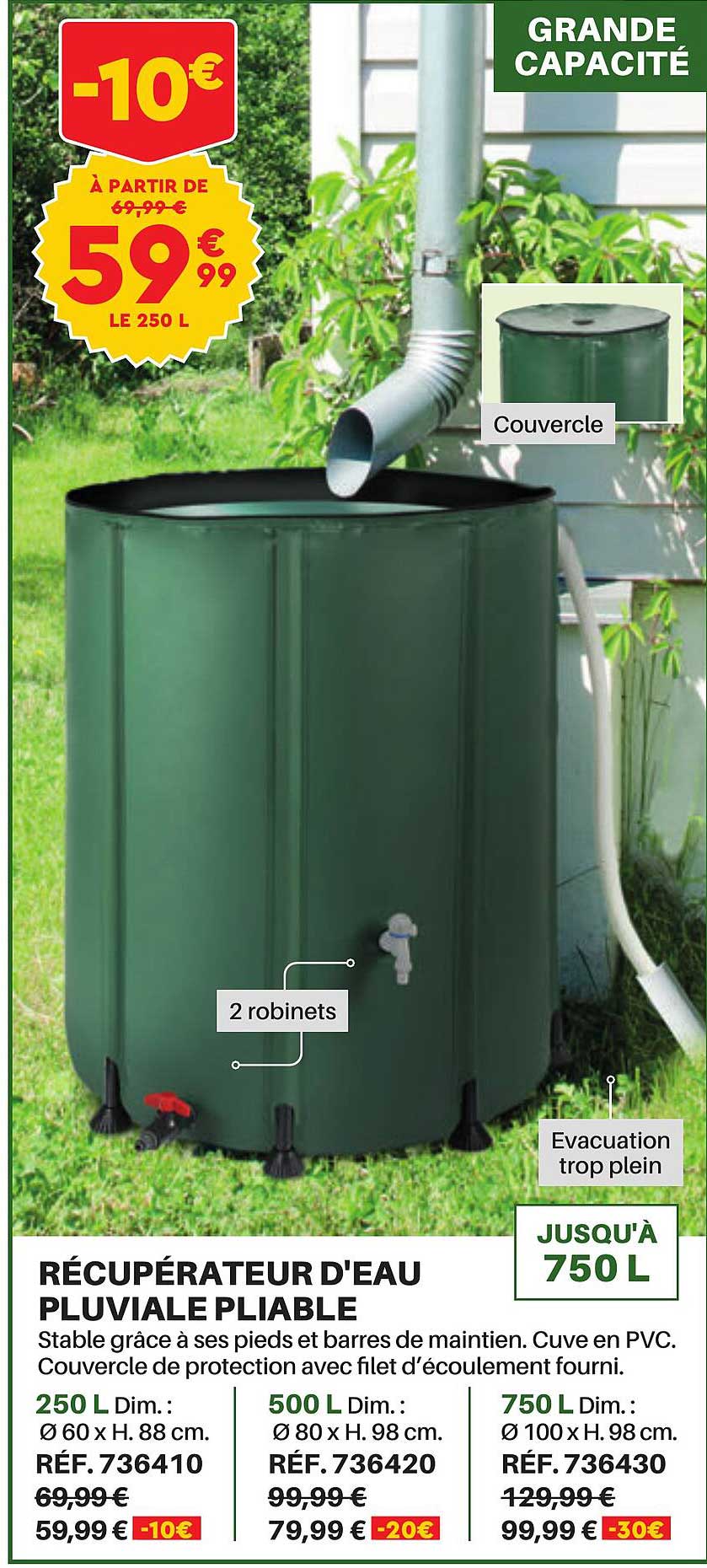 récupérateur d'eau pluviale pliable