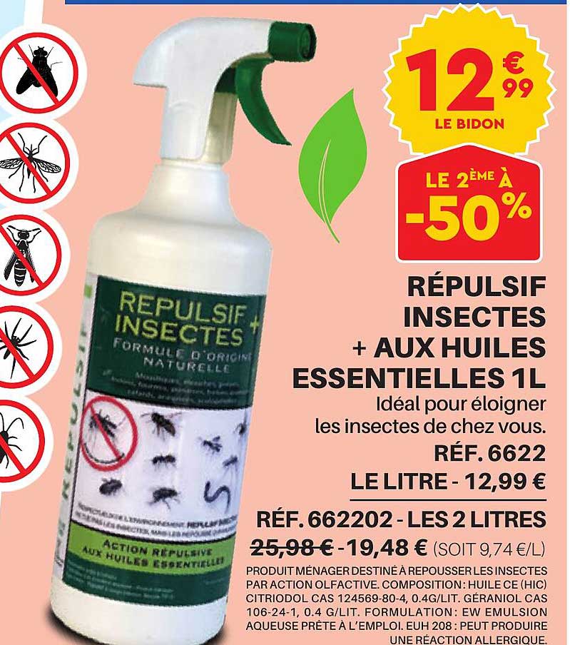 répulsif insectes + aux huiles essentielles 1l