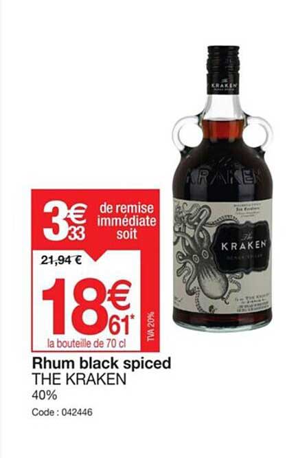 rhum black spiced the kraken