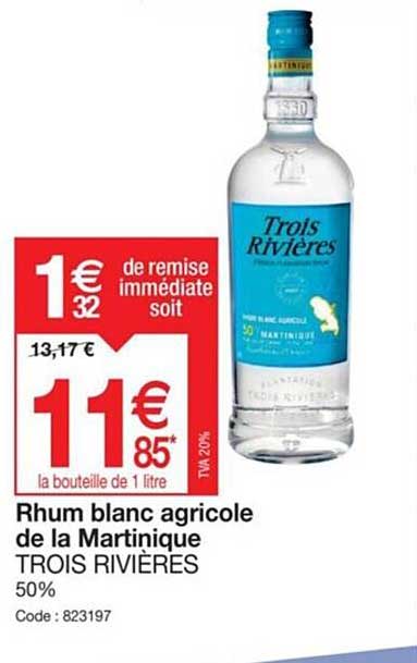 rhum blanc agricole de la martinique trois rivières