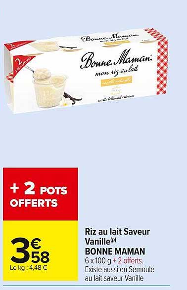 riz au lait saveur vanille bonne maman